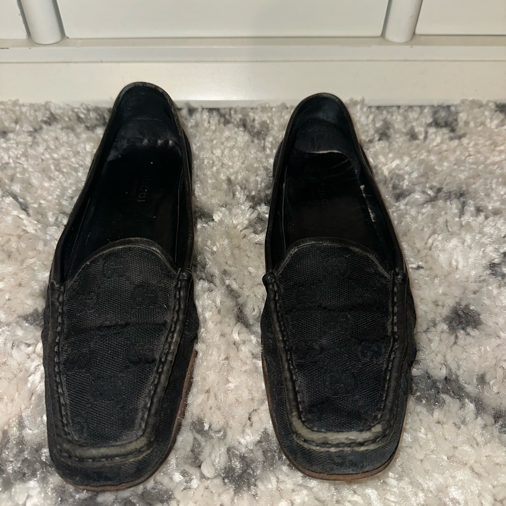 Vintage Gucci Black Logo Canvas Loafers - Picture 4 of 10